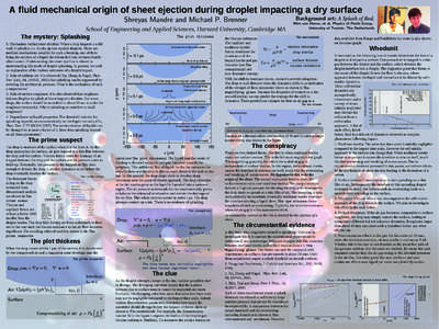 A fluid mechanical origin of sheet ejection during droplet impacting a dry surface Shreyas Mandre and Michael P. Brenner School of Engineering and Applied Sciences, Harvard University, Cambridge MA The mystery: Splashing