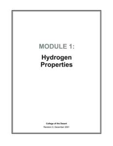 Hydrogen Fuel Cell Engines MODULE 1: HYDROGEN PROPERTIES  CONTENTS