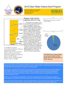 2015 Clean Water Indiana Grant Program Indiana State Department of Agriculture One North Capitol Ave, Suite 600 Indianapolis, IN[removed]www.in.gov/isda