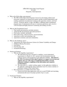 AFRI NIFA Fellowships Grant Program FY 2013 Frequently Asked Questions   What is the Fellowships grant program?