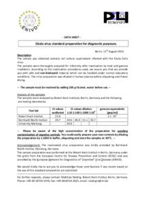 - DATA SHEET -  Ebola virus standard preparation for diagnostic purposes. Berlin, 11th August[removed]Description