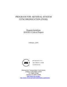 PROGRAM FOR ARTERIAL SYSTEM SYNCHRONIZATION (PASS) Program Guidelines[removed]Cycle of Projects