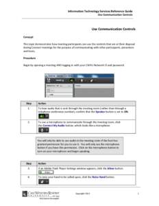 Information Technology Services Reference Guide Use Communication Controls Use Communication Controls Concept This topic demonstrates how meeting participants can use the controls that are at their disposal