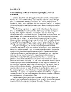 Nov. 30, 2010 Potential Energy Surfaces for Simulating Complex Chemical Processes