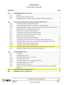 OVERHEAD SERVICE Table of Contents - Section 400 PARAGRAPH[removed]PAGE