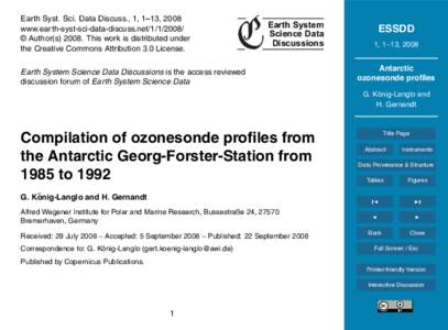 Ozone depletion / Oxygen / Atmosphere / Atmospheric thermodynamics / Environmental chemistry / PANGAEA / Ozone / Radiosonde / Schirmacher Oasis / Earth / Physical geography / Meteorology