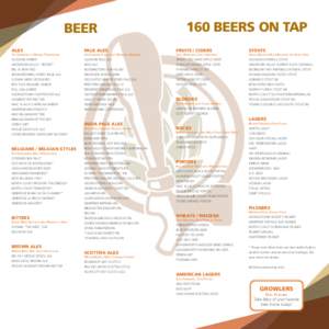 Beer  160 BEERS ON TAP ALES