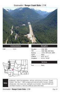 Greenwater / Ranger Creek State / 21W  Communications CTAF . ................	122.9  Navigation