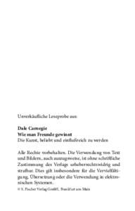 ﻿  Unverkäufliche Leseprobe aus: Dale Carnegie Wie man Freunde gewinnt Die Kunst, beliebt und einflußreich zu werden
