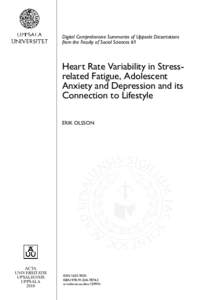 Heart Rate Variability in Stress-related Fatigue, Adolescent Anxiety and Depression and its Connection to Lifestyle