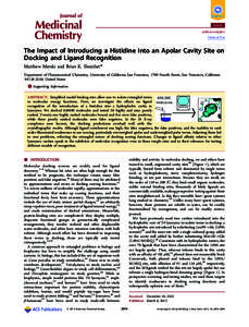 Article pubs.acs.org/jmc Terms of Use  The Impact of Introducing a Histidine into an Apolar Cavity Site on