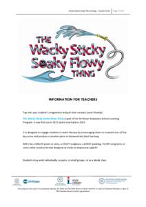 Wacky Sticky Soaky Flowy Thing – Teacher Notes