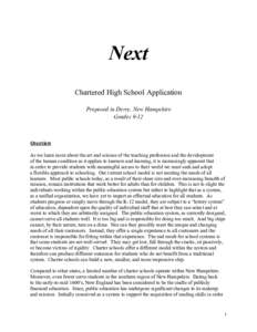 Next Chartered High School Application Proposed in Derry, New Hampshire Grades[removed]Overview