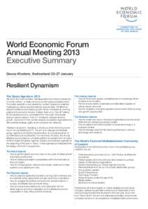 World Economic Forum Annual Meeting 2013 Executive Summary Davos-Klosters, Switzerland[removed]January  Resilient Dynamism