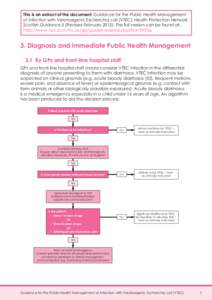 This is an extract of the document: Guidance for the Public Health Management of Infection with Verotoxigenic Escherichia coli (VTEC). Health Protection Network Scottish Guidance 3 (Revised February[removed]The full versi