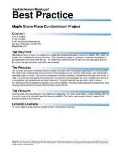 Microsoft Word - Town of Rosthern Maple Grove Place condominium project