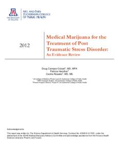 Medical Marijuana for the Treatment of Post Traumatic Stress Disorder: 2012