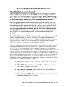 Ryan White Part B/ADAP Eligibility Checklist Instructions