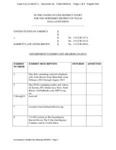 Case 3:12-crL Document 91 FiledPage 1 of 5 PageID 546 IN THE UNITED STATES DISTRICT COURT FOR THE NORTHERN DISTRICT OF TEXAS