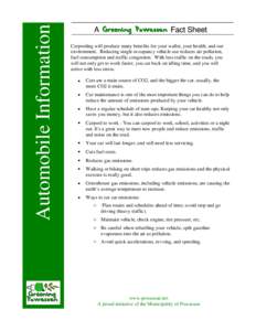 Automobile Information  A Greening Powassan Fact Sheet