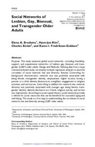 Article  Social Networks of Lesbian, Gay, Bisexual, and Transgender Older Adults