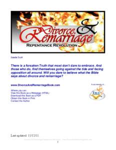 Divorce and Remarriage Repentance Revolution - Josiahs Scott, www.TrueConnection.org