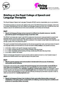 Appendix  6b Briefing on the Royal College of Speech and Language Therapists