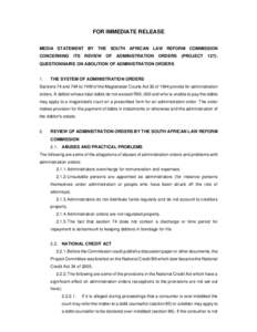 Microsoft Word - Media statement Questionnaire Administration Orders.doc
