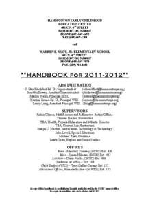 HAMMONTON EARLY CHILDHOOD EDUCATION CENTER 601 C N. 4TH STREET HAMMONTON, NJ[removed]PHONE[removed]FAX[removed]