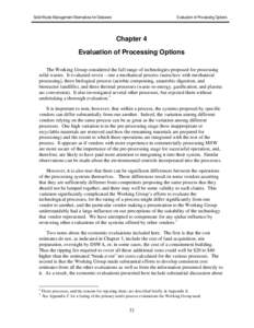 Solid Waste Management Alternatives for Delaware  Evaluation of Processing Options Chapter 4 Evaluation of Processing Options
