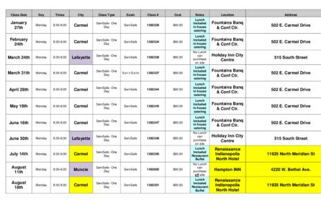 Class Date  January 27th February 24th