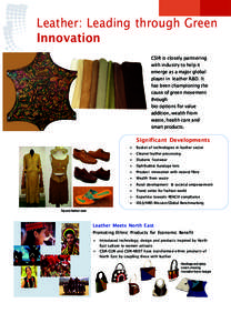 Leather: Leading through Green Innovation CSIR is closely partnering with industry to help it emerge as a major global player in leather R&D. It