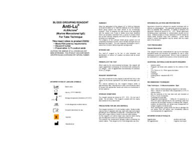 Package Insert - ALBAclone (Alba Bioscience Limited) Anti-Lu(b) Reagent