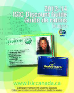 [removed]ISIC Discount Guide Guide de rabais Ontario  www.isiccanada.ca