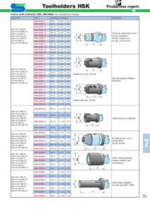 Toolholders HSK Hollow shaft toolholder HSK, DIN 69893, for manual tool change MAX 20 F-HSK 50 MAX 25 FH-HSK 50 MAX 5 B-HSK 50