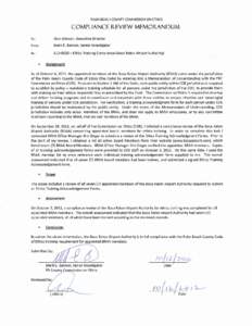 PALM BEACH COUNTY COMMISSION ON ETHICS  COMPLIANCE REVIEW MEMORANDUM To:  Alan Johnson, Executive Director