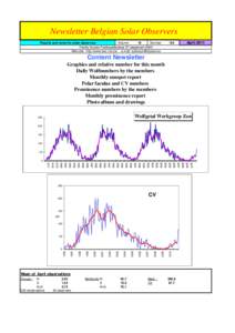 Newsletter Belgian Solar Observers Results and news for solar observers Volume 16 Number Franky Dubois Poelkapellestraat 57 langemark 8920