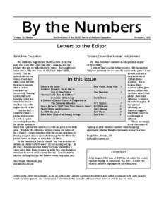 By the Numbers Volume 10, Number 4 The Newsletter of the SABR Statistical Analysis Committee  November, 2000