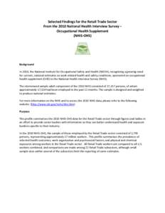 Selected Findings for the Retail Trade Sector From the 2010 National Health Interview Survey – Occupational Health Supplement (NHIS-OHS)