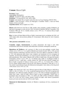 Schede storico-territoriali dei comuni del Piemonte Comune di Rocca Cigliè Cesare Morandini 1996 Comune: Rocca Cigliè Provincia: Cuneo.