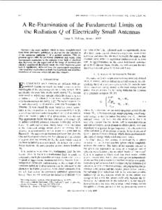 A re-examination of the fundamental limits on the radiation Q of electrically small antennas - Antennas and Propagation, IEEE Transactions on