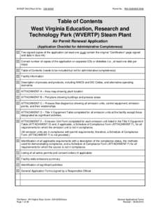 WVDEP DAQ Plant ID No.: [removed]Permit No.: R30[removed]Table of Contents West Virginia Education, Research and