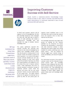 2 1 Improving Customer Success with Self-Service Goal: build a customer-centric knowledge base