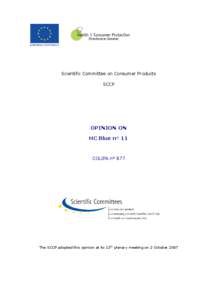 Opinion of the Scientific Committee on Consumer Products  on HC Blue n° 11 (B77)