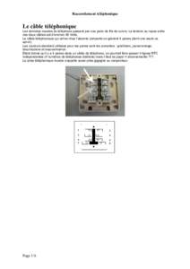 Raccordement téléphonique  Le câble téléphonique Les données vocales du téléphone passent par une paire de fils de cuivre. La tension au repos entre ces deux câbles est d’environ 48 Volts. Le câble téléphon