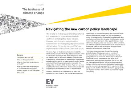 JanuaryThe business of climate change  Navigating the new carbon policy landscape