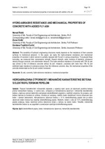 Number 11, YearPage 1-8 Hydro-abrasive resistance and mechanical properties of concrete made with addition of fly ash