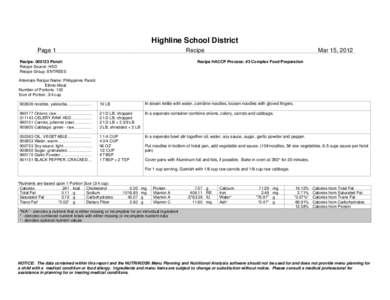 Highline School District Page 1 Recipe  Recipe: [removed]Pancit