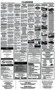 CLASSIFIEDS  The daily Globe • yourdailyGlobe.com Personals  Help Wanted