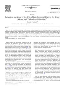 Space Policy–69  Report Education curricula of the UN-afﬁliated regional Centres for Space Science and Technology Education$